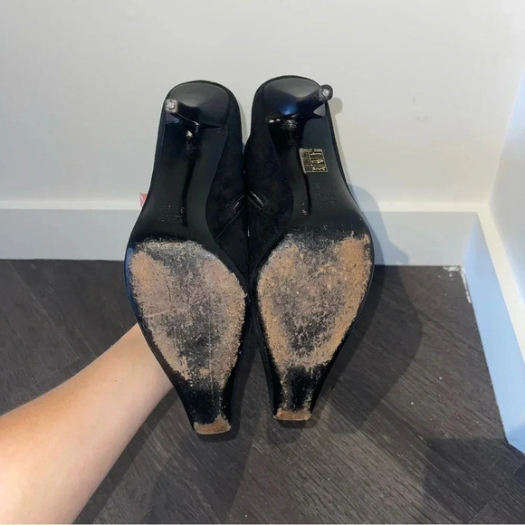 Gucci Black Suede Square Pointed Toe Heel Boots Witchy Grunge Dark Romantic Sz 9 - Picture 9 of 15